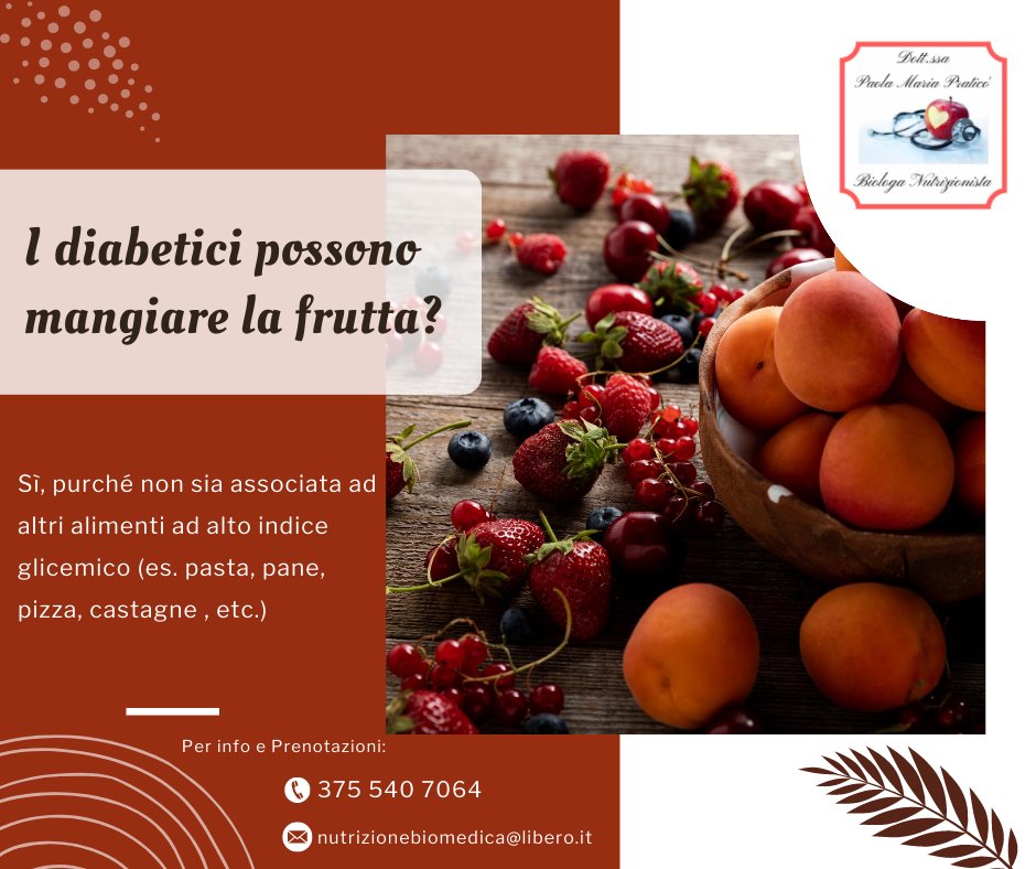 I diabetici, così come chiunque desideri seguire un’alimentazione corretta ed equilibrata, possono e devono mangiare la frutta. L’unica raccomandazione, data la difficoltà a metabolizzare lo zucchero, è che il suo consumo deve essere moderato e ben distribuito durante la giornata