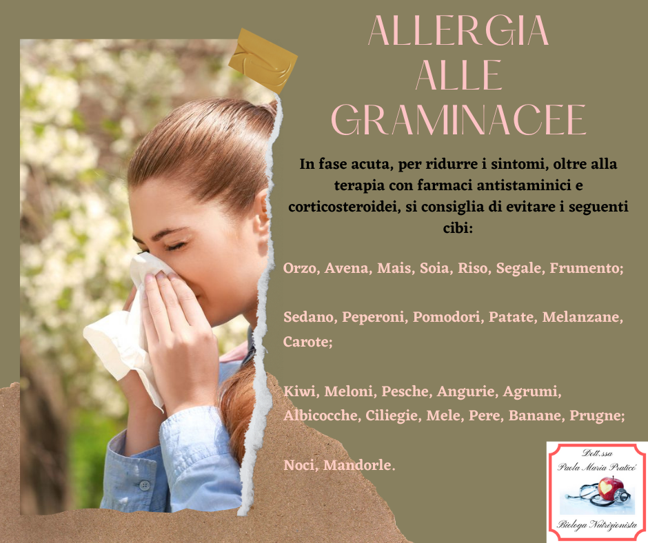 L'allergia alle graminacee è indotta dall'inalazione del polline disperso nell'ambiente. Ha una ricorrenza stagionale (insorge tra marzo e settembre) e provoca l’insorgenza di sintomi simili a quelli di un comune raffreddore, come attacchi di starnuti, arrossamento e prurito agli occhi, abbondante secrezione nasale e difficoltà a respirare.